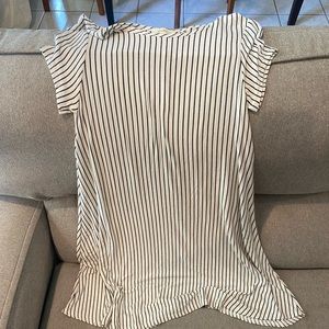 blue and white striped dress